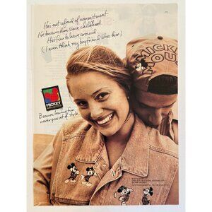 Vintage 1995 Mickey Mouse Disney Denim Jacket Fashion Advertisement Print Ad